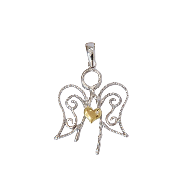 Ciondolo a forma di cuore d'angelo in argento sterling 925