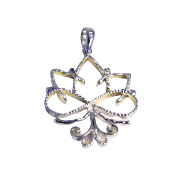 Ciondolo a forma di fiore di loto in argento sterling 925