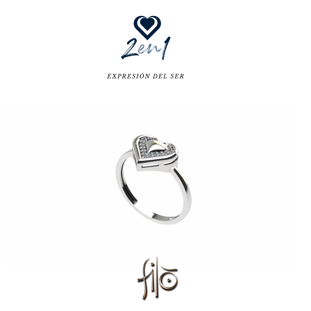 Anillo Union Oro  Blanco y Diamantes