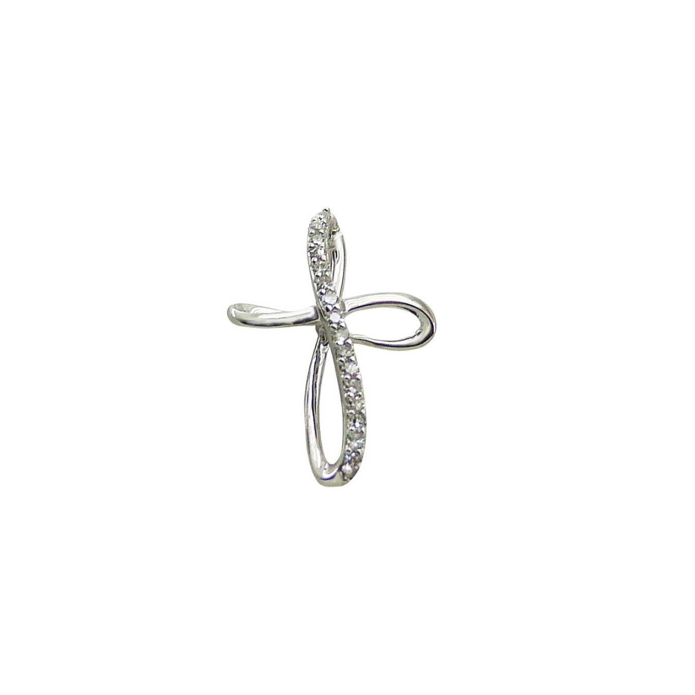 CRUZ INFINITO ORO BLANCO Y BRILLANTES Cod. B4151/0.045