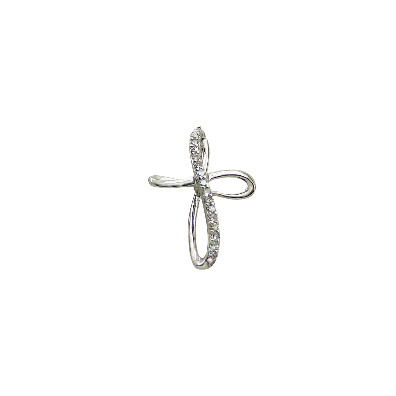 CRUZ INFINITO ORO BLANCO Y BRILLANTES Cod. B4151/0.045