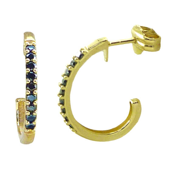PENDIENTES AROS PIEDRAS NEGRAS Cod. 750GR-4987N