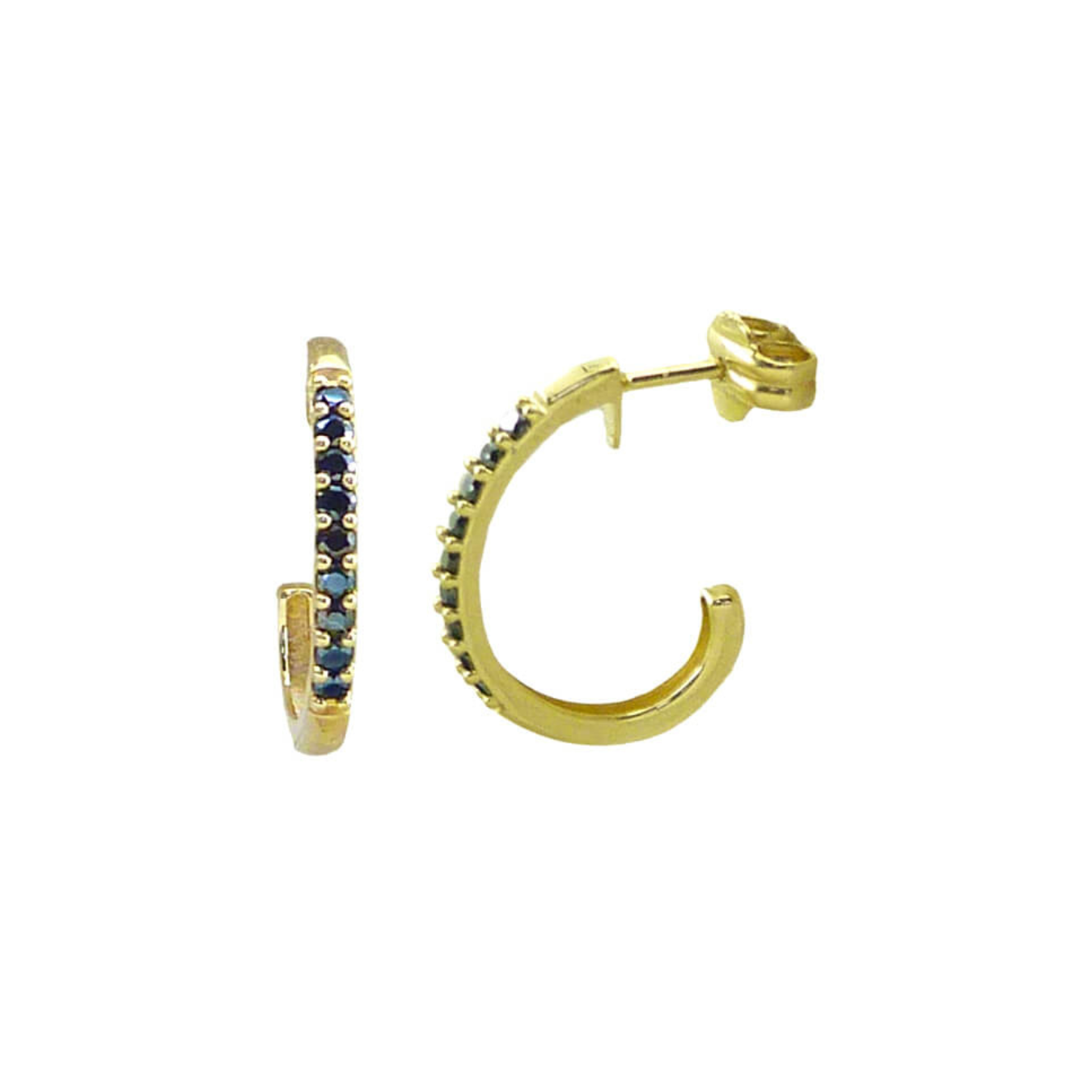PENDIENTES AROS PIEDRAS NEGRAS Cod. 750GR-4987N