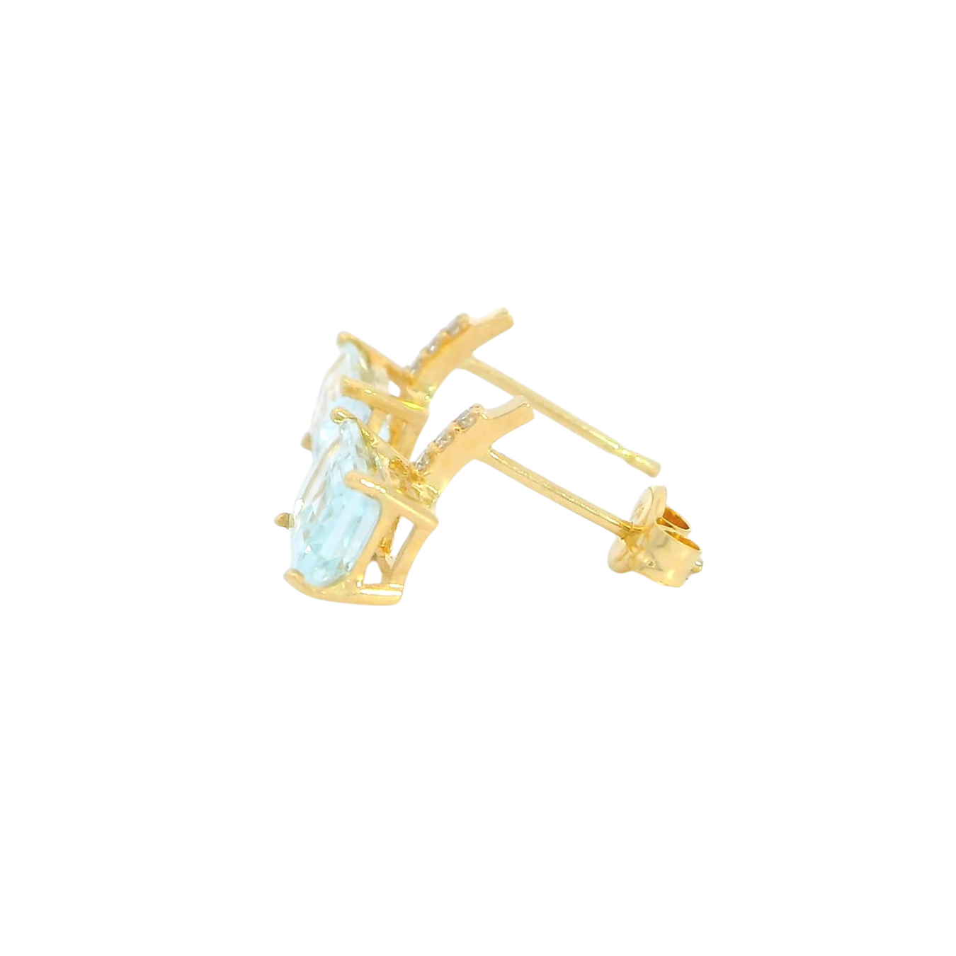 PENDIENTES AGUAMARINA Y BRILLANTES Cod. 750GR-B4158A