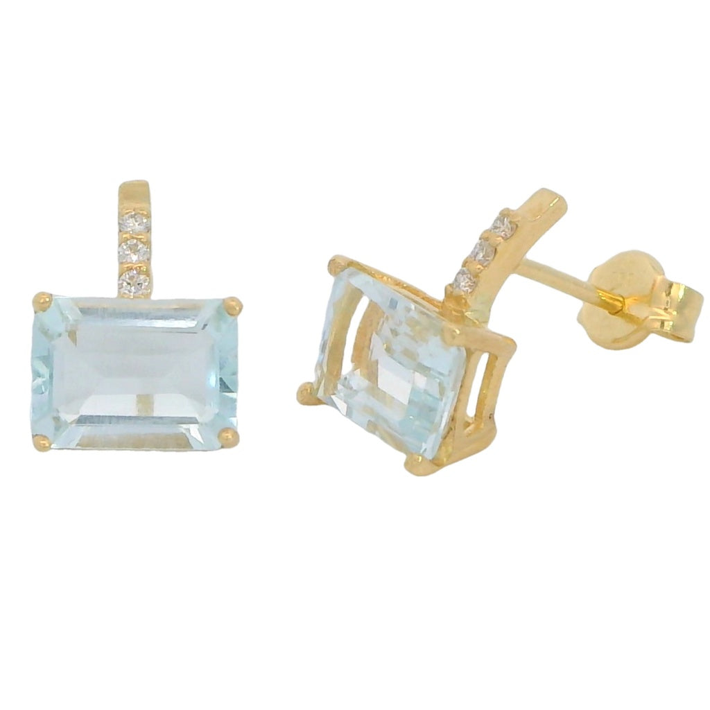 PENDIENTES AGUAMARINA Y BRILLANTES Cod. 750GR-B4158A