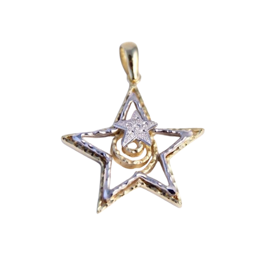 Ciondolo a 2 stelle in argento sterling 925 