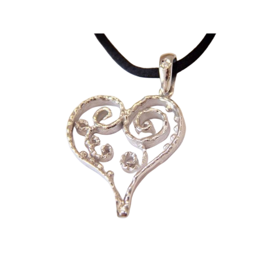 Ciondolo a forma di cuore in argento sterling 925 