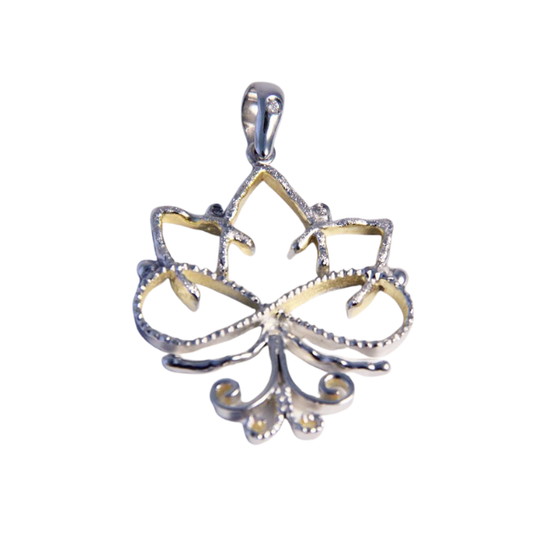 Ciondolo a forma di fiore di loto in argento sterling 925 