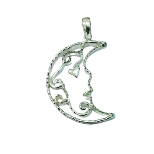 Ciondolo a forma di luna in argento sterling 925 