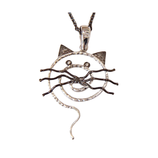 Ciondolo a forma di gatto in argento sterling 925 