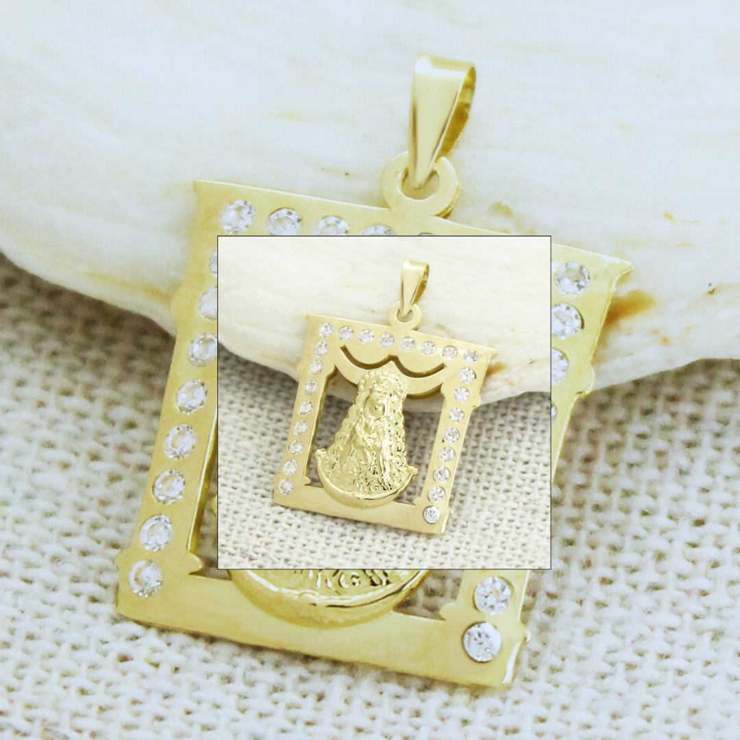 MEDALLA VIRGEN DEL ROCIO CUADRADA   Cod. 750GR - 5846